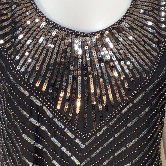 NWOT Cupio Black Beaded Sequin Embellished Sleeveless Shift Evening Dress Sz 10 - Picture 5 of 12